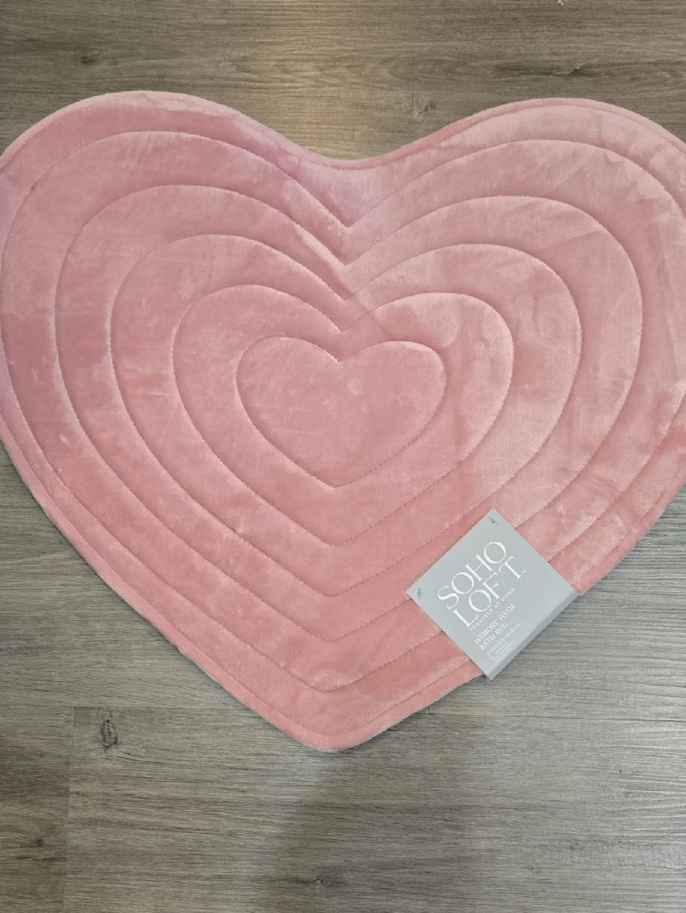 Soho Loft Pink Heart-Shaped Plush Memory Foam Bath Rug